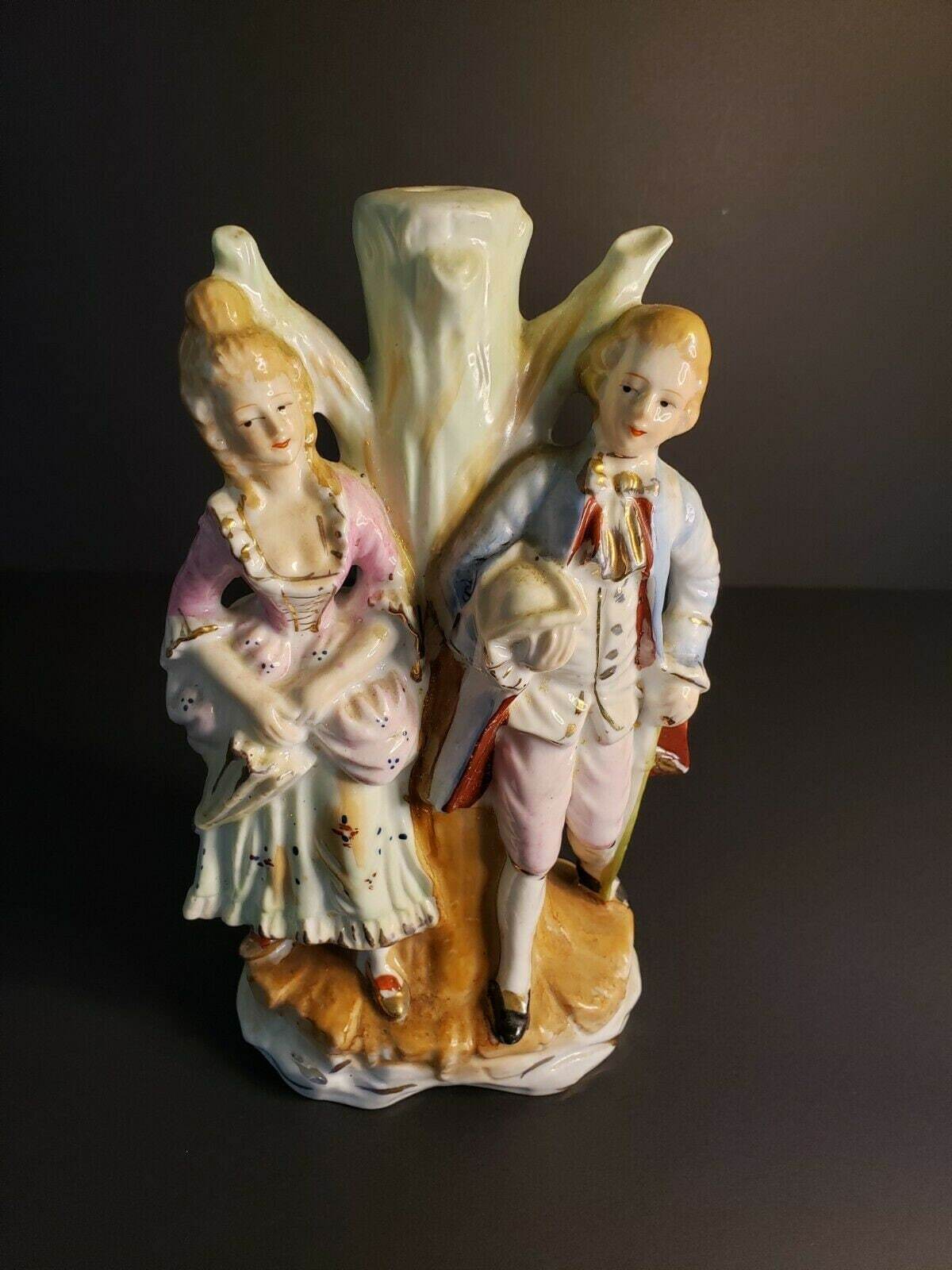 Vtg occupied japan victorian colonial figurine porcelain ceramic lamp base part