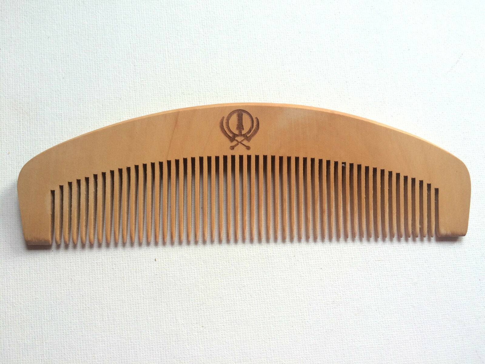 Sikh kanga khalsa singh wooden comb premium quality khanda print wooden comb 107