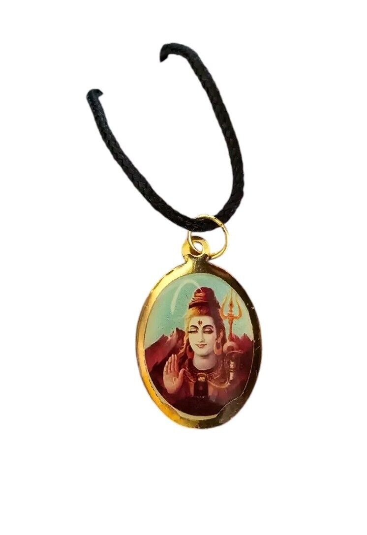 Hindu Shiv Ji Hanuman Ji Oval Pendant in Black Evil Eye Nazar Shield Thread MM22
