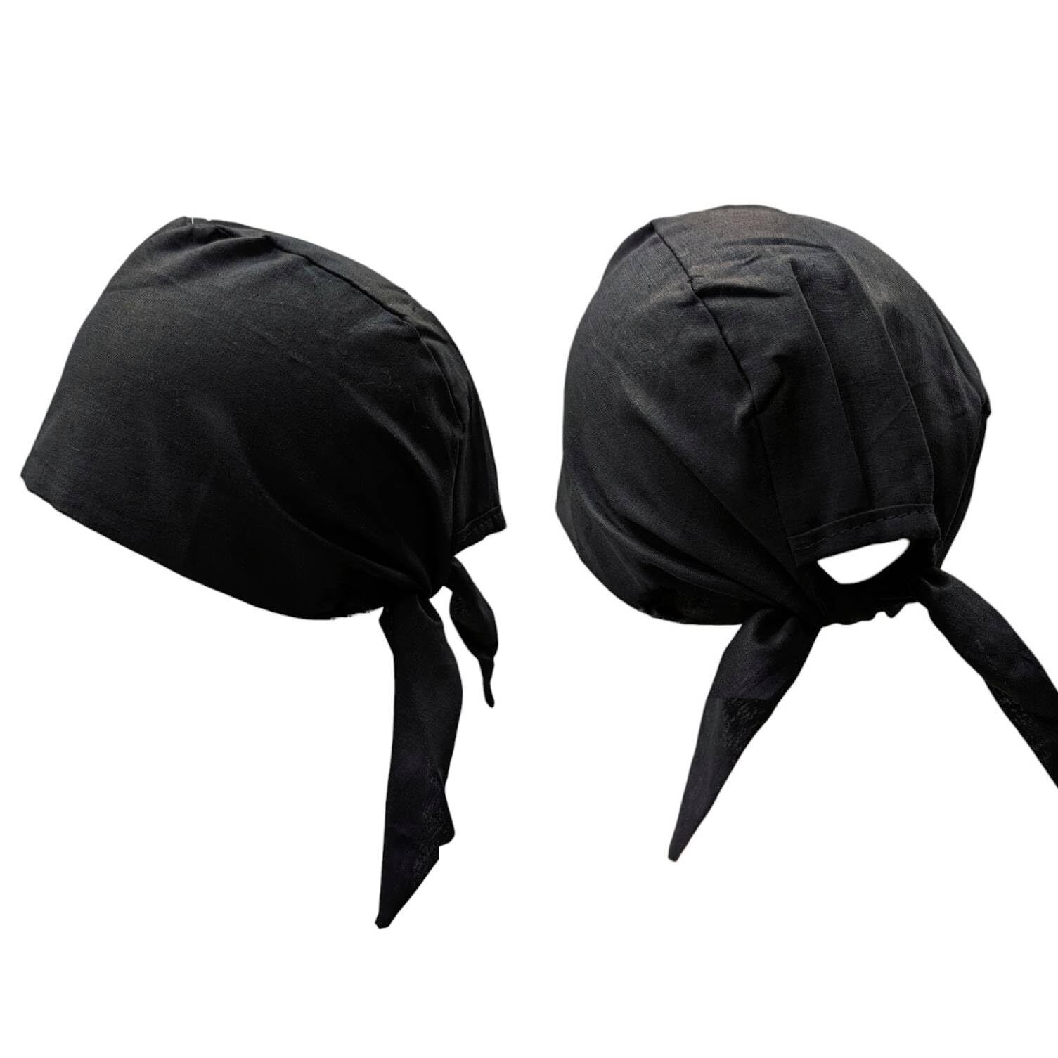Black Plain Patka Cotton Unisex Head Wrap Adjustable Two Tania Sikh Indian Hindu