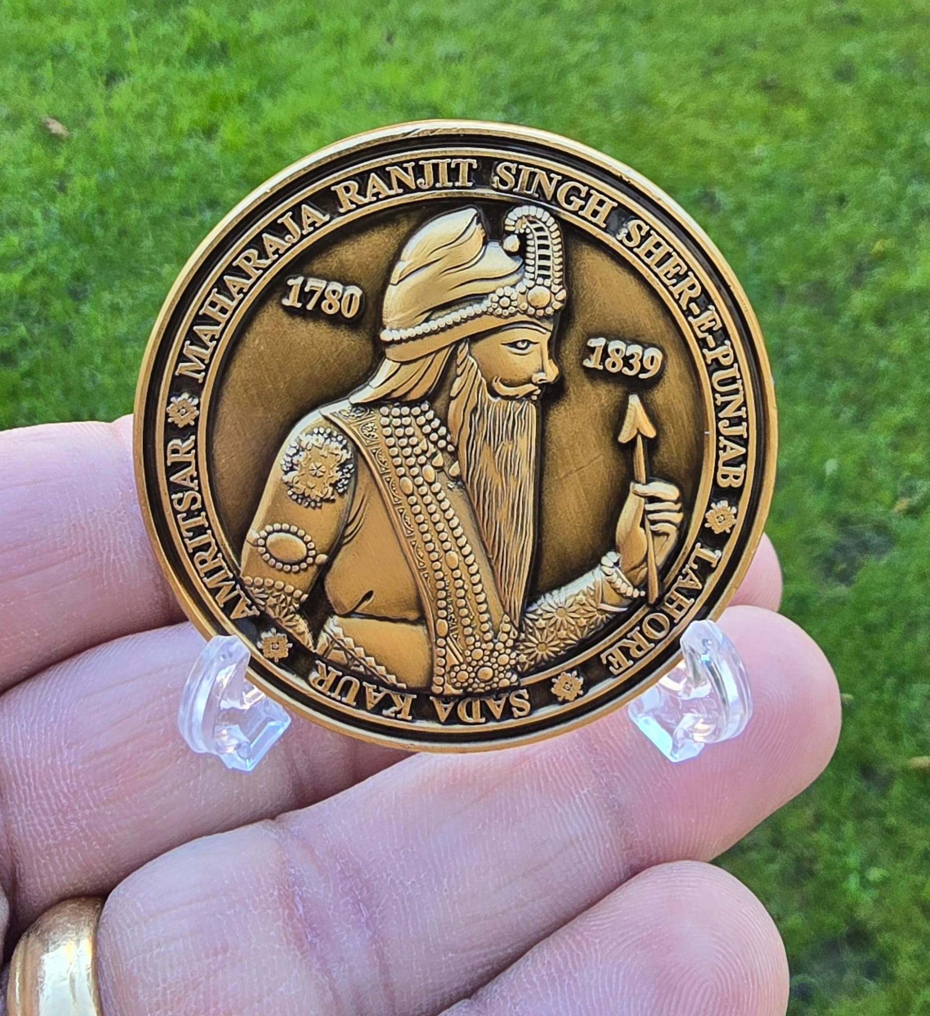 Shere Punjab Maharaja Ranjit Singh Memorable Token Coin Antique Gold Plated SSS