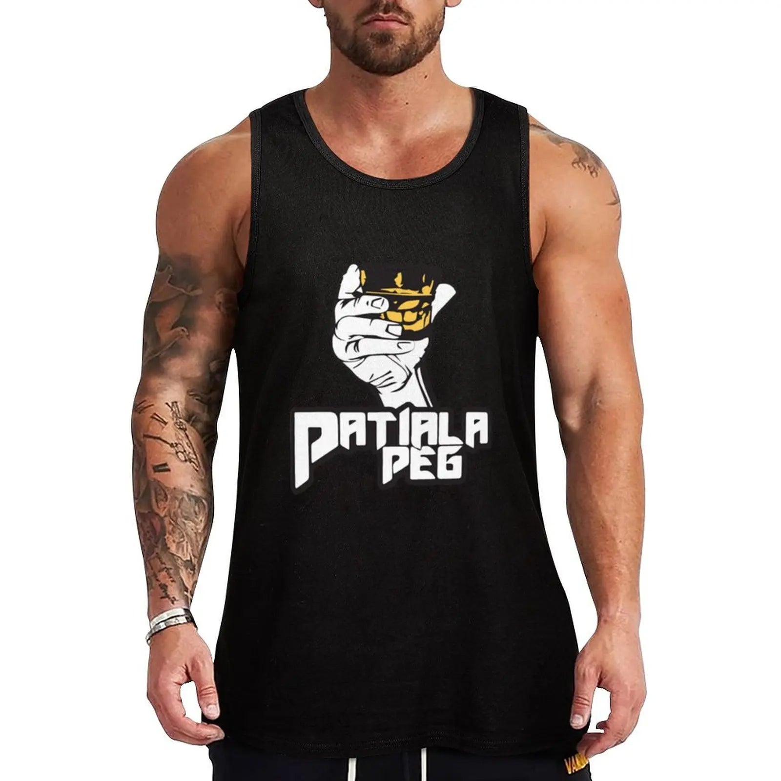 Patiala Peg T Shirt, Punjabi Pop Culture Tank Top training weight vest Male clothes