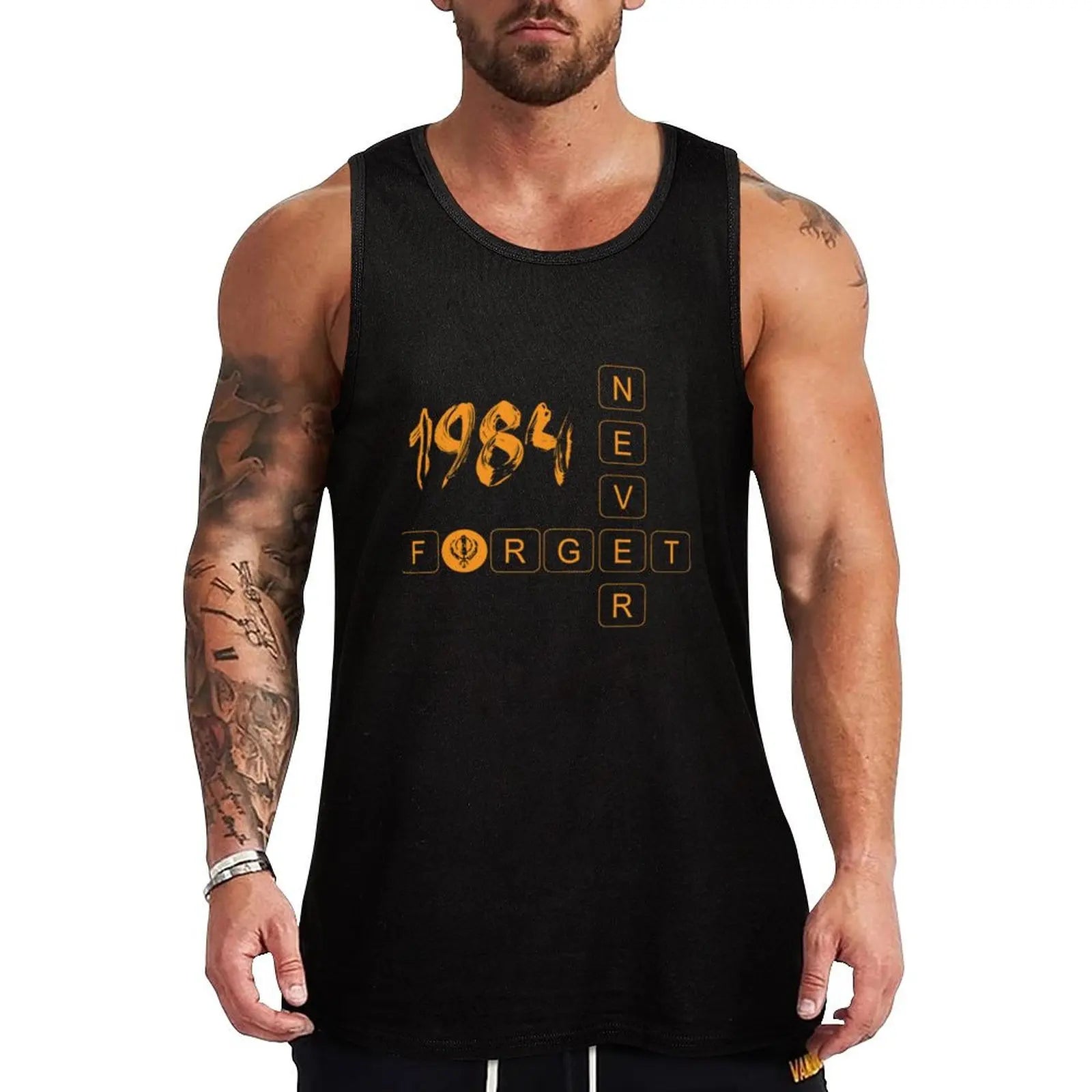 1984 Sikhs Never Forget Tank Top Men gym sportswear Clothing T-shirts men