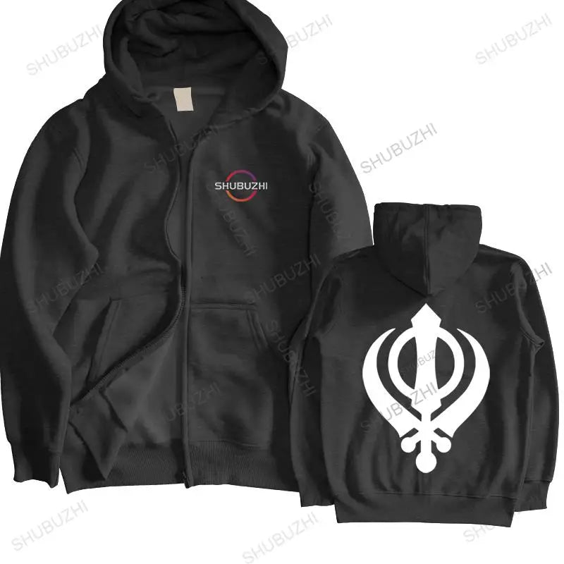 Men luxury cotton hoody autumn hooded sweatshirt Sikh Khanda Symbol India Punjabi Sikhism Culture unisex outwear cool hoodie