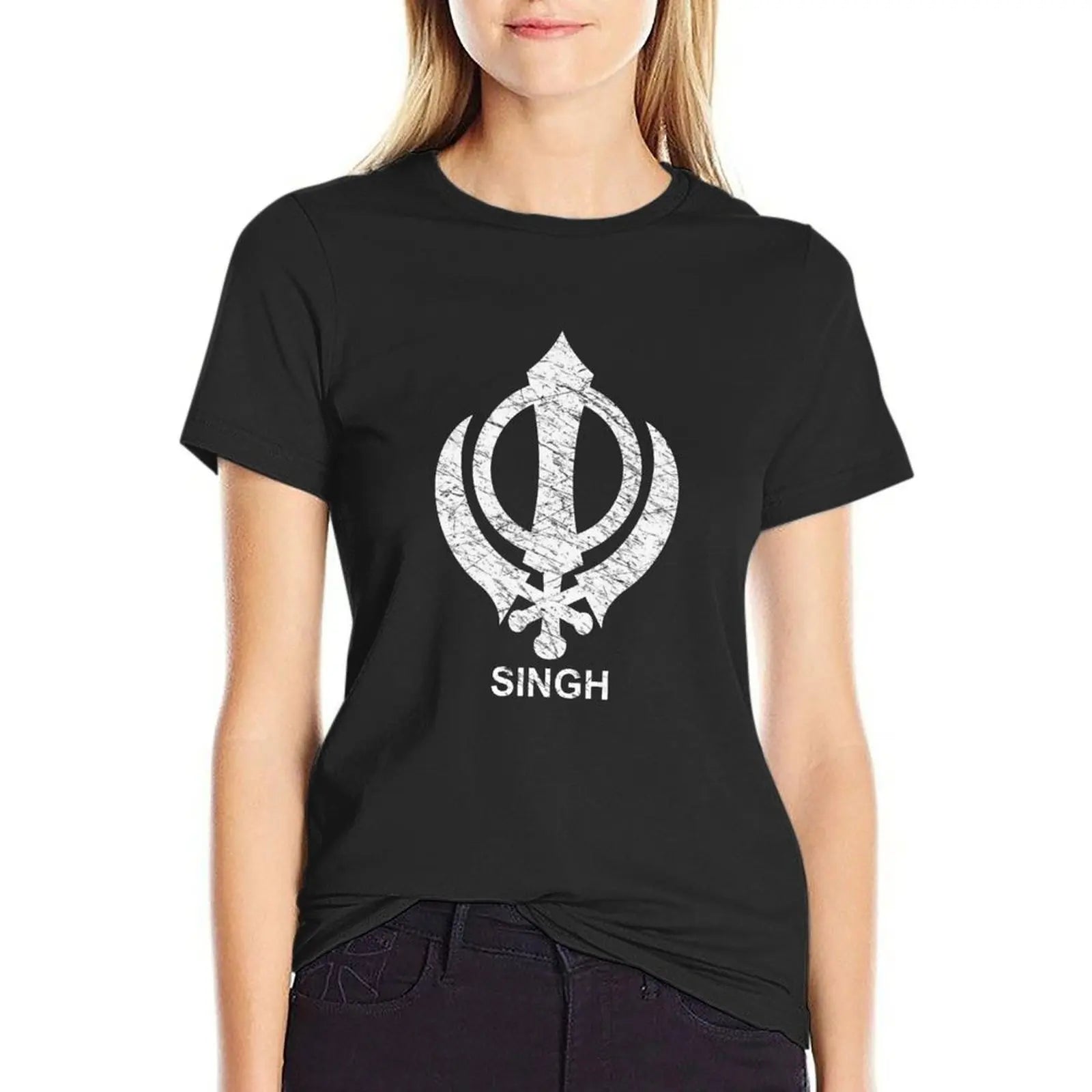 Khanda Singh - Gift For Punjabi Men Boys Kids Singh Sikh Symbole T-Shirt aesthetic clothes workout shirts for Women