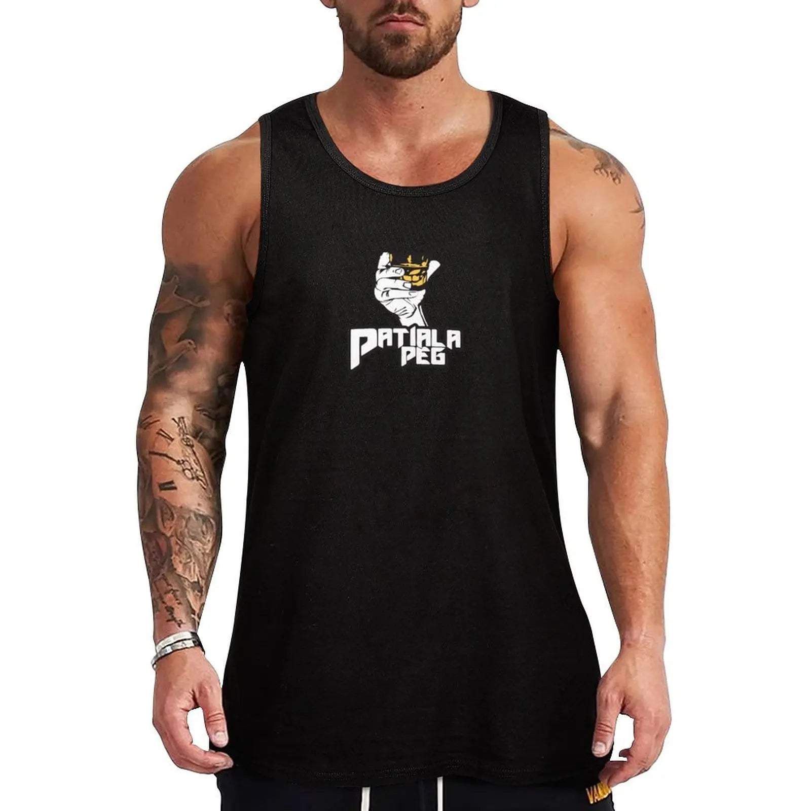 Patiala Peg T Shirt, Punjabi Pop Culture Tank Top Short sleeve Men's summer vest gym t-shirts