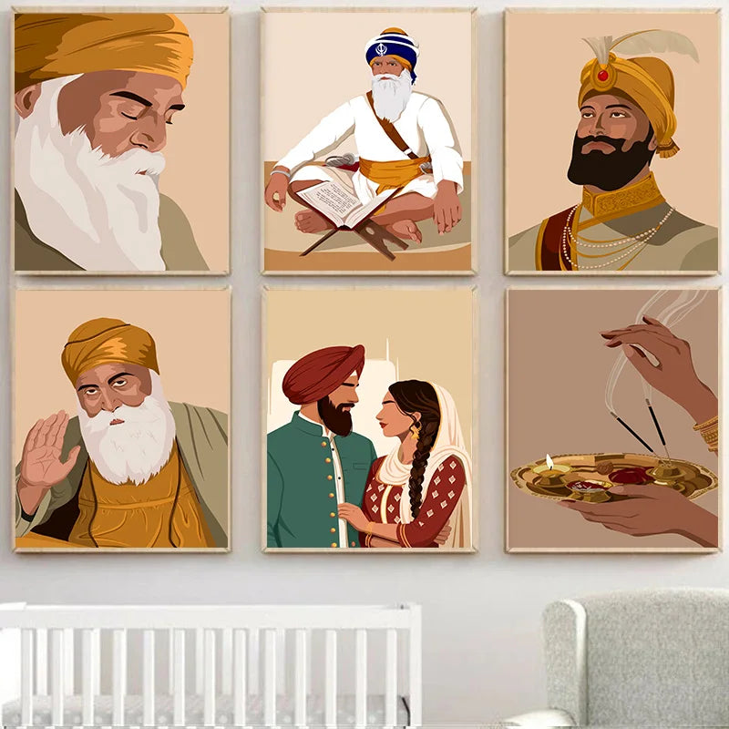 Baba Deep Singh Ji Sikh Golden Temple India Guru Gobind Poster Print Wall Art Pictures Canvas Painting Room Home Decor Gift
