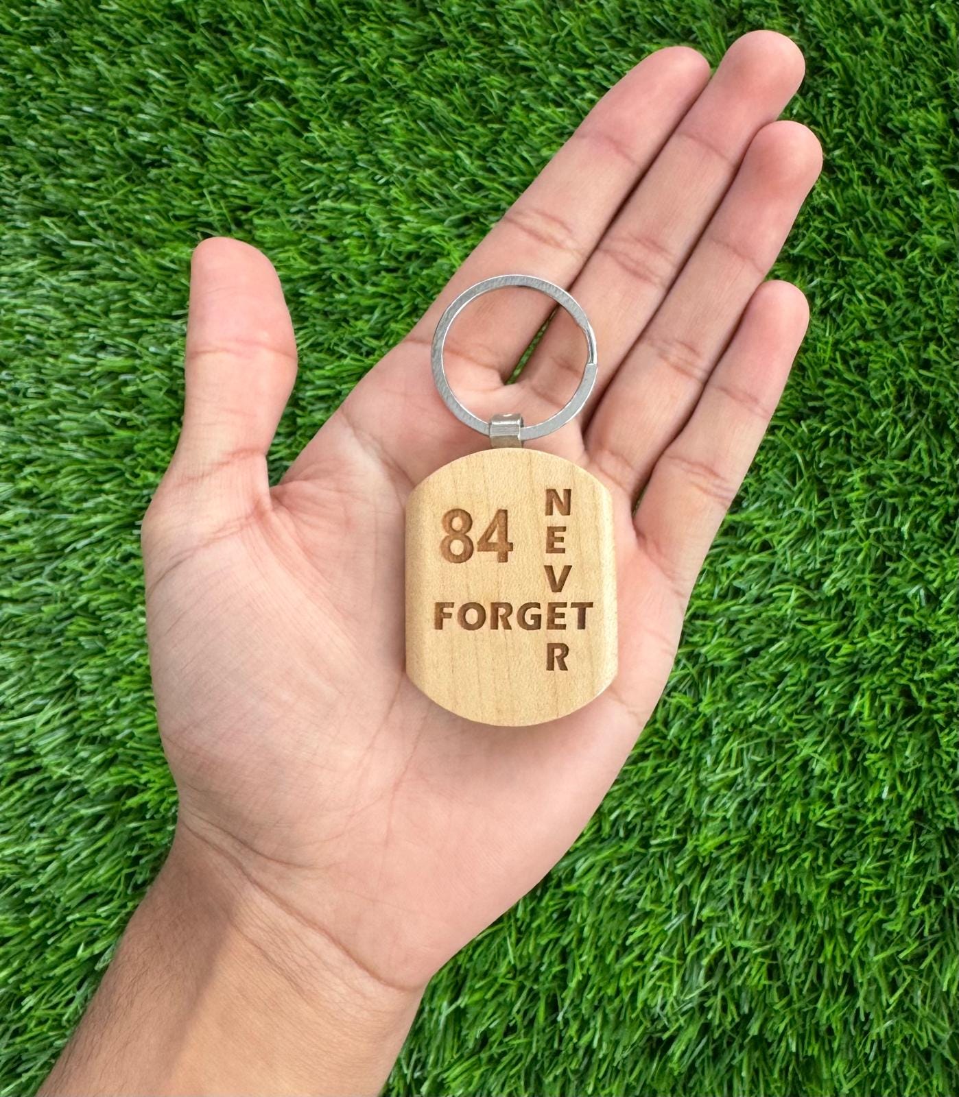 Wooden Punjabi Keychain Never Forget 1984 Golden Temple Bhindranwale Keyring Sikhi Singh Kaur Khalsa Engraved G3