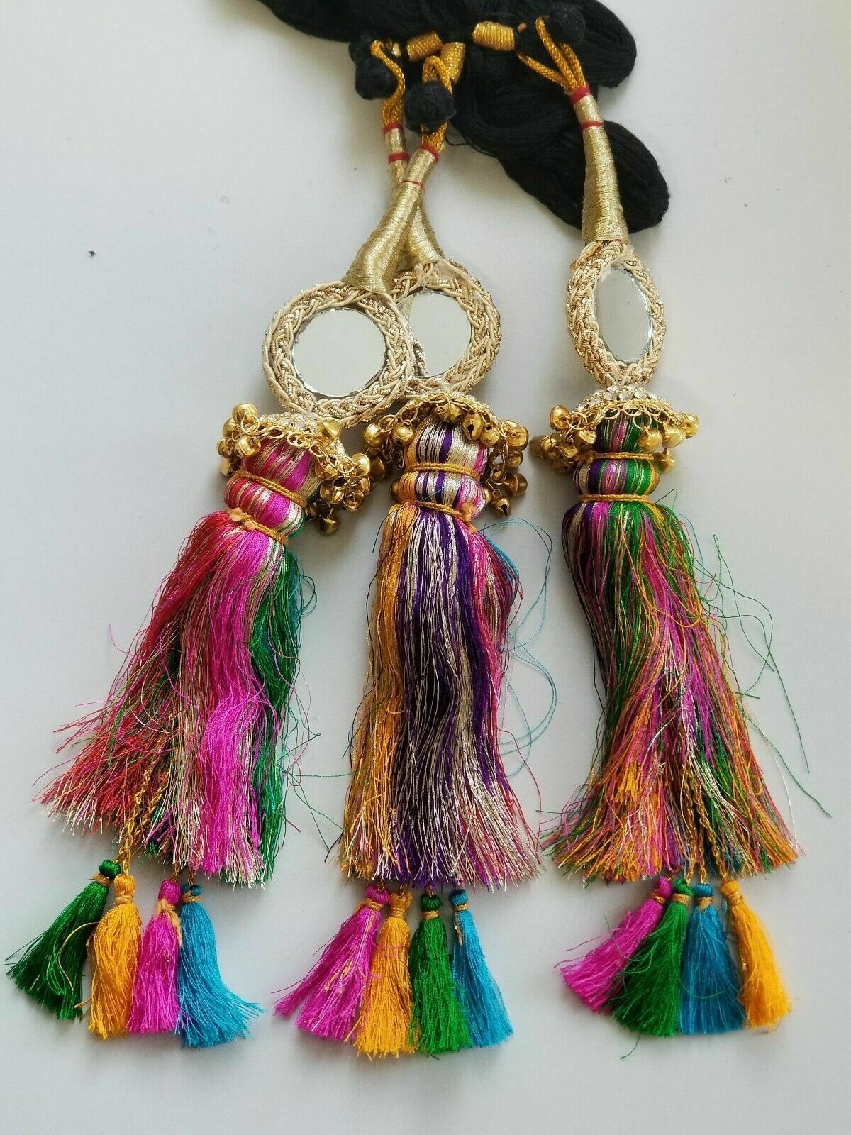 Indian Punjabi Pranda Mehndi Jagoo Mirror Bridal Patiala Paranda Hair Braid A36