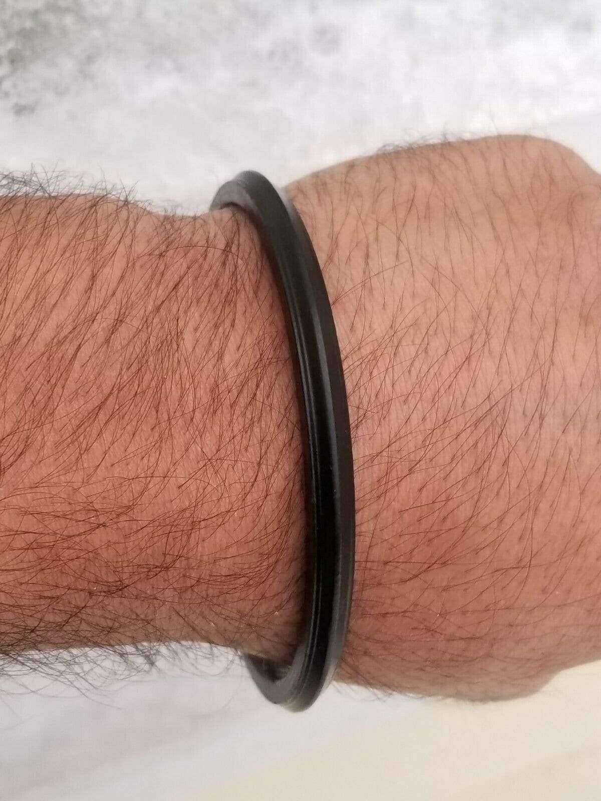 Black sarbloh iron kada one edge smooth sikh singh kaur khalsa kara bangle l7
