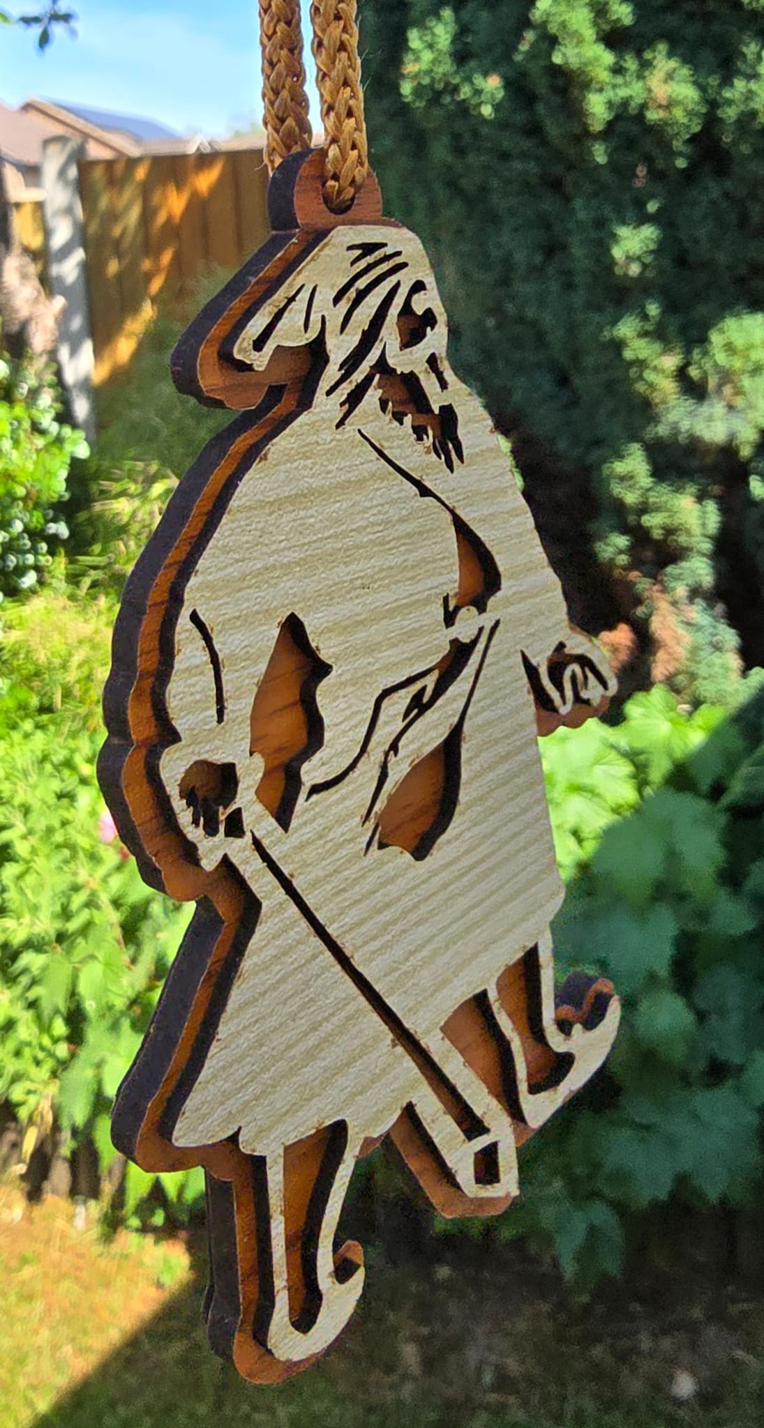 Sikh Shaheed Baba Deep Singh Ji Khanda Car Hanger Rear View Mirror Singh Kaur Pendant Wooden Design UU6K