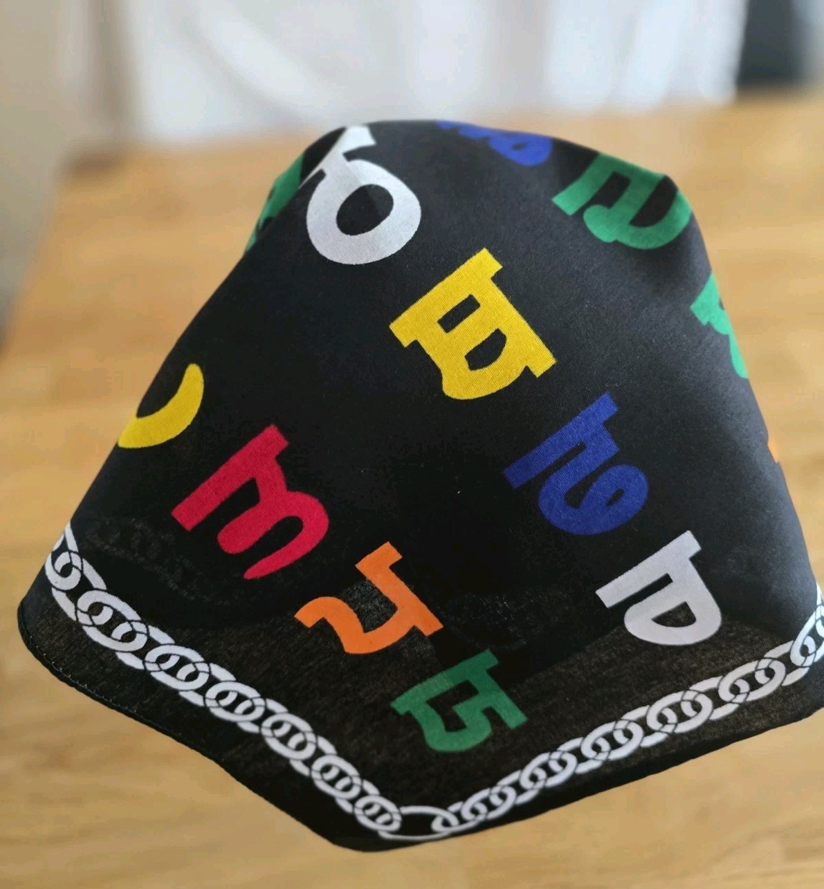Punjabi Gurmukhi Alphabet bandana head wrap gear Rumal handkerchief Sikh gift YY