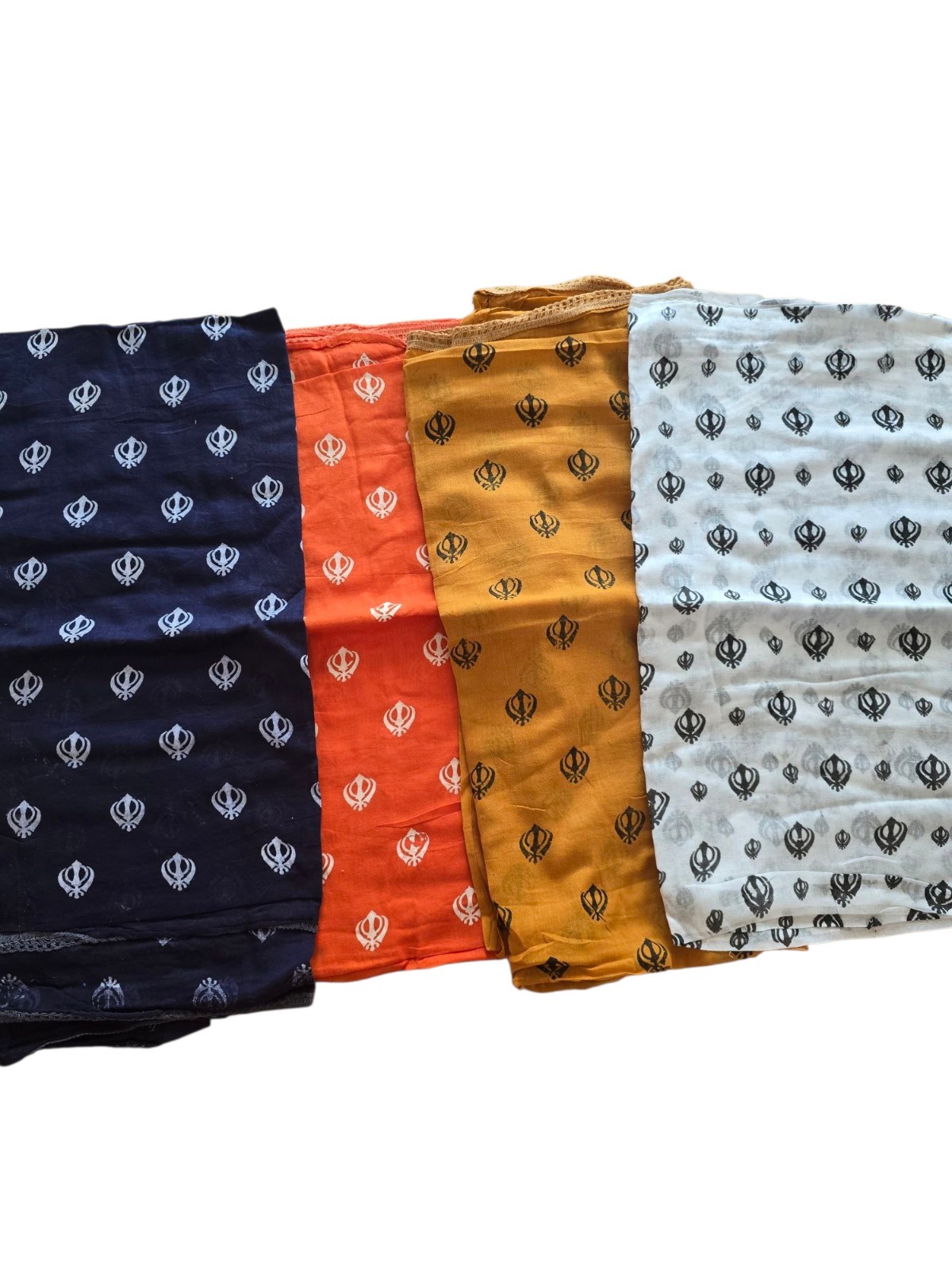 Sikh Punjabi Kaur Dupatta Khanda Print Chunni Singh Parna Gamcha Saropa Hajooria