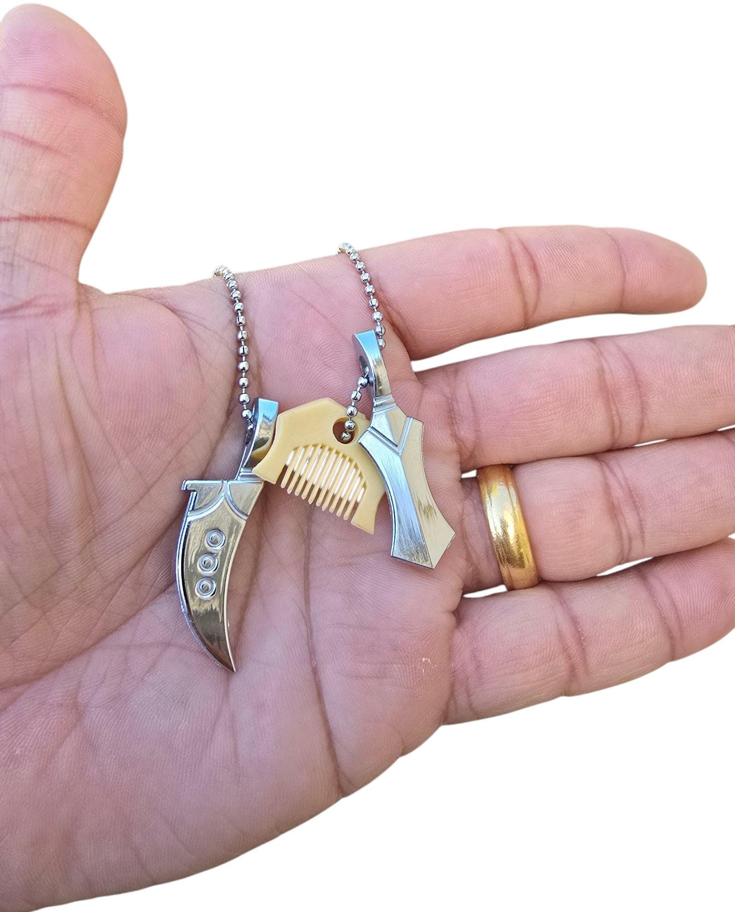 Sikh Khanda Kirpan Pendant Comb Ball Chain Necklace Punjabi Singh Khalsa Gift QQG