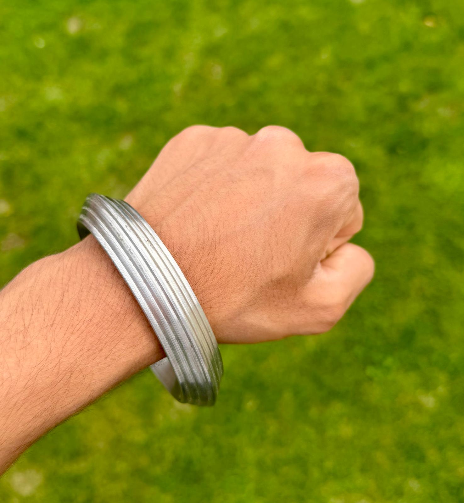 Sarbloh Sikh Kara Thick Heavy 7 Lines Singh Kaur Bangle Pure Iron Loha Karha A5R Unisex Khalsa Kakaar 5Ks