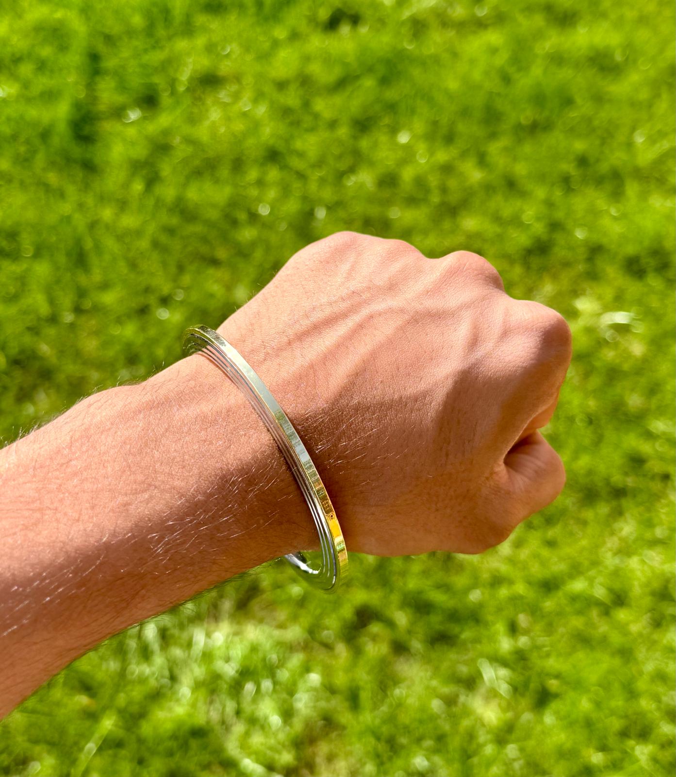 Sikh Kara Stainless Steel Brass Edge Gold affect Bangle Singh Khalsa Chakri A6R