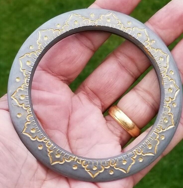 Sikh Kara Sarbloh Floral Engraved Bangle Singh Kaur Khalsa Pure Iron Kada V40