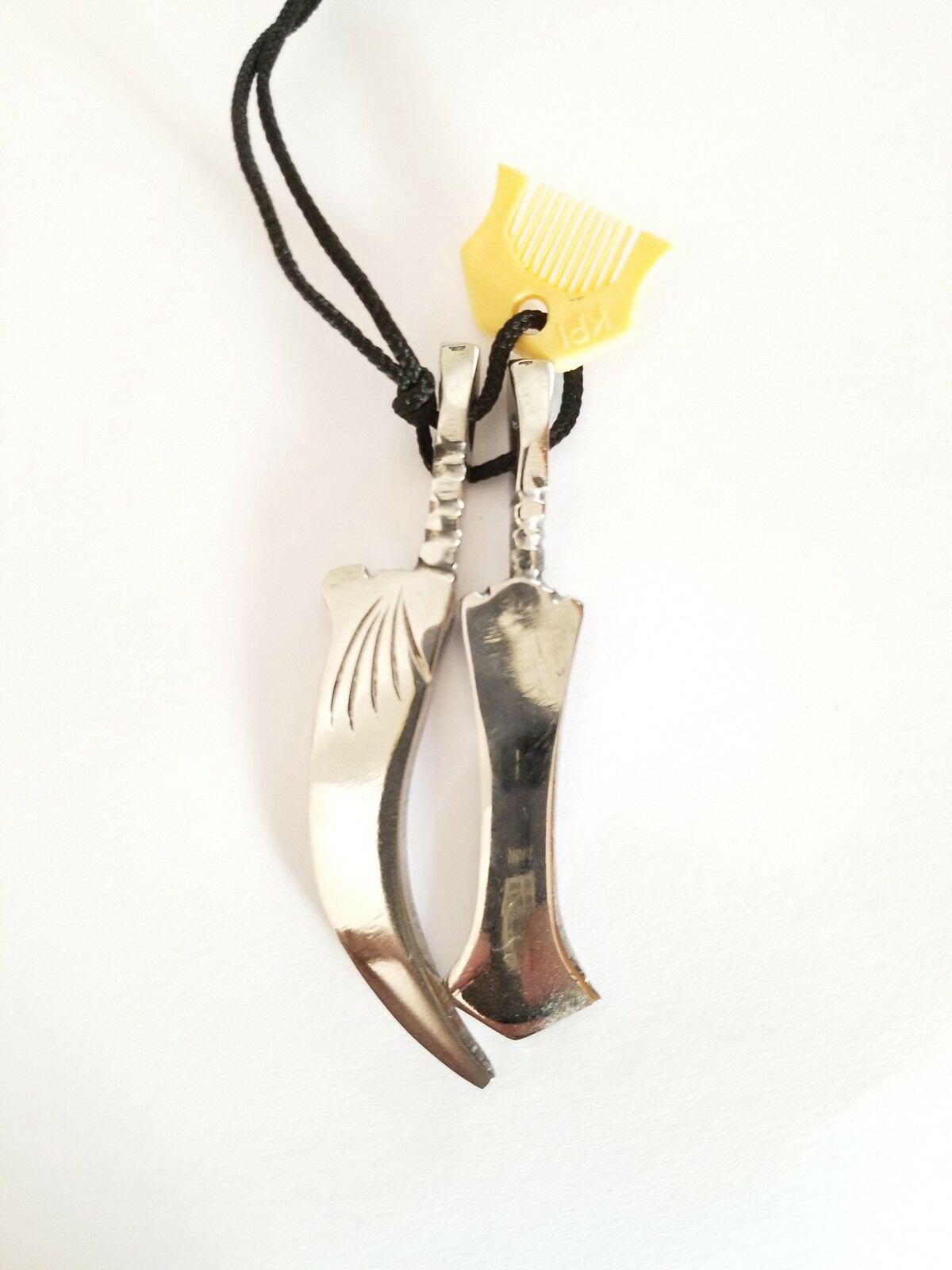 Sikh Punjabi Singh Kaur Khalsa Stainless Steel Khanda Kirpan Comb black thread