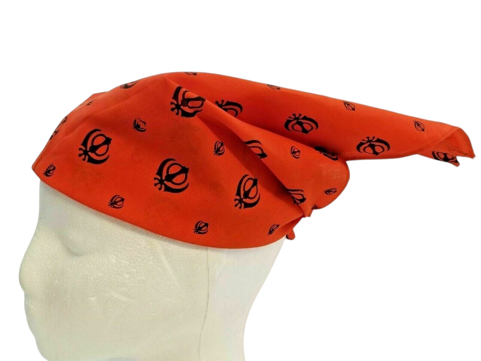 Orange Sikh Khanda Rumal Head Wrap Bandana Punjabi Cotton Khalsa Cover Roomal UK