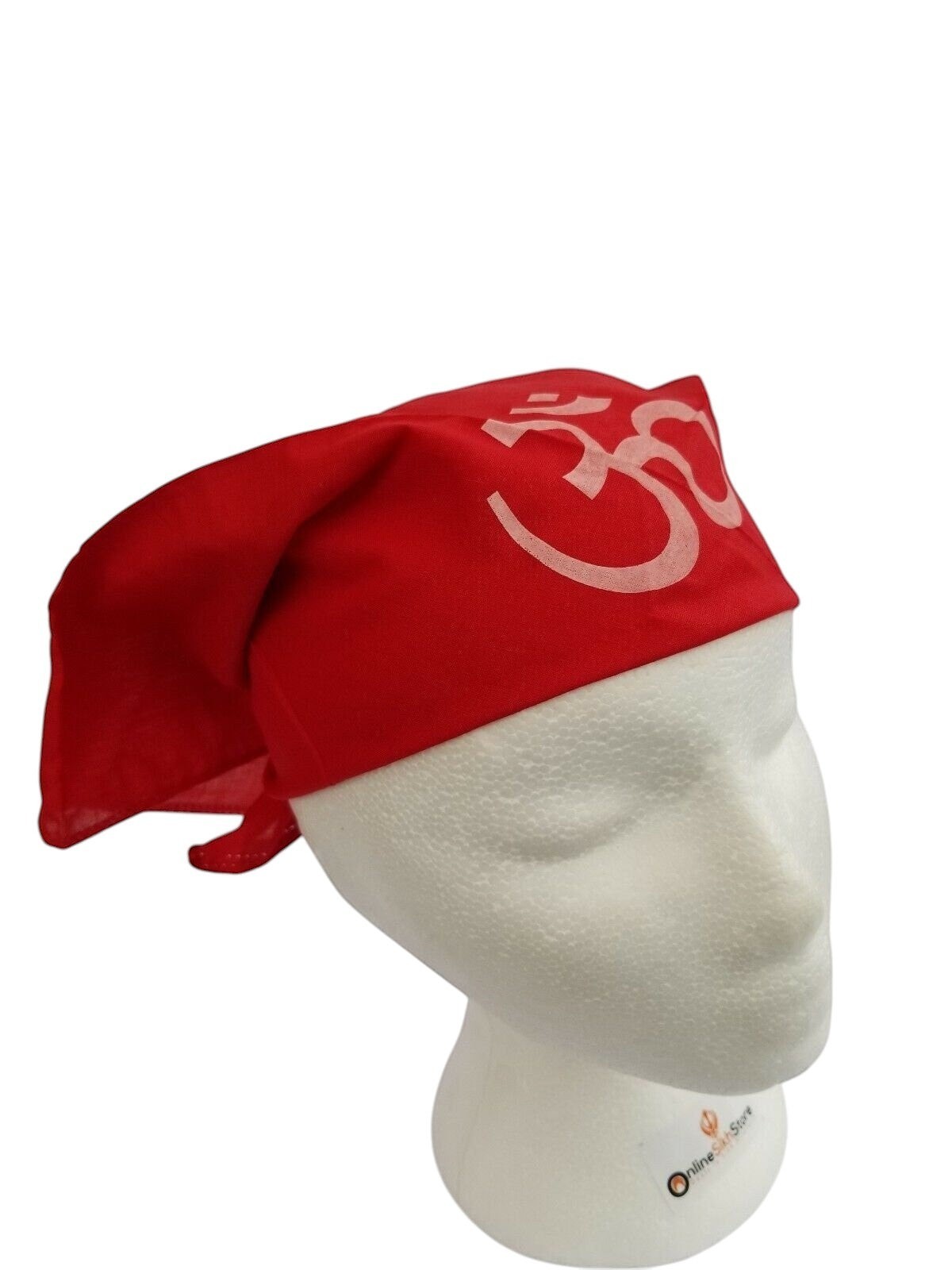 Red OM Bandana Head Wrap Cotton Rumal Patka Sikh Hindu Temple Wear Punjabi hanky