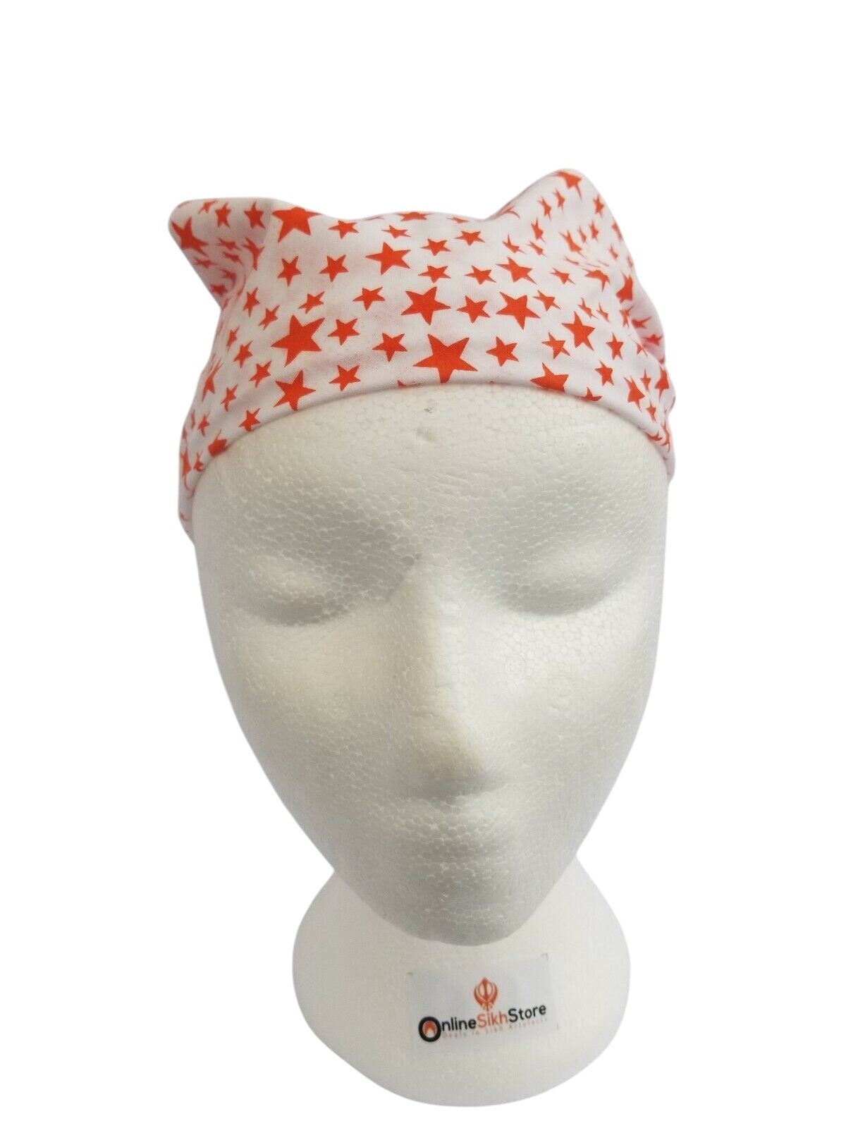 Orange Star Print Rumal Head Wrap Bandana Punjabi Cotton Cloth Handkerchief gift