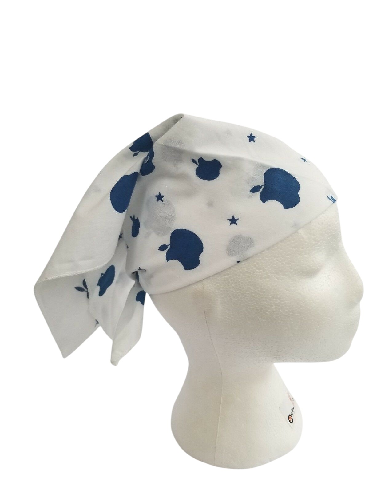 White Blue Apple Print Rumal Head Wrap Bandana Punjabi Cloth Handkerchief gift UK